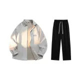 Повседневный костюм (Светло-серый топ + Черные повседневные штаны)