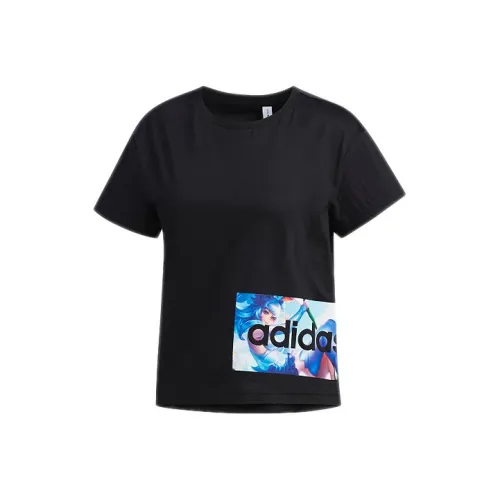 ADIDAS NEO x Honor of Kings Рукав с спущенным плечом T-рубашка Женская Черная