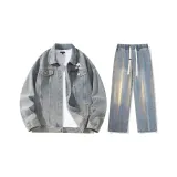 Set (Винтажный синий куртка + винтажные синие джинсы)