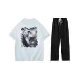 Комплект (белый топ+черные брюки)