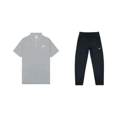 Nike Серый топ + Черные штаны Мужская повседневная спортивная одежда
