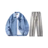 Set (Blue Jacket + Light Blue Denim Pants)  
Комплект (Синяя куртка + Светло-синие джинсовые штаны)