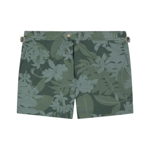TOM FORD Орхидея Camo Print Плавание Короткий Повседневные шорты Мужской Зеленый