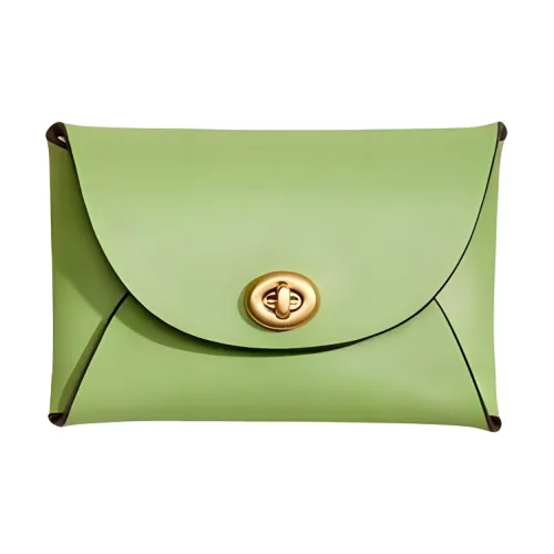 COACH Pouch Галечная кожа Клатч Монета Кошелек Мини Женский Лаймово-зеленый