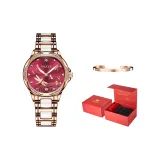 Керамика Ремешок Розовый Корпус Бордовый Циферблат Женский Праздничная Коробка
