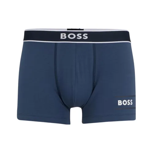Hugo Boss Хлопковая Смешанная Ткань Транкс с Полосами Боксеры Мужские Темно-Синий