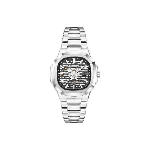 Corriberty Механический механизм ремешок из нержавеющей стали мужские часы серебристый циферблат