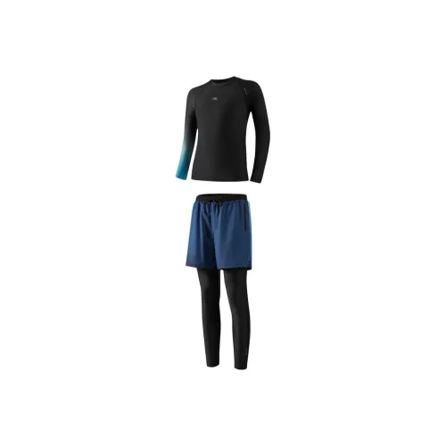 LINING Черный и Синий Костюм Черный Градиент Топ + Синий и Черный Длинные Брюки Мужские Наборы Купальников