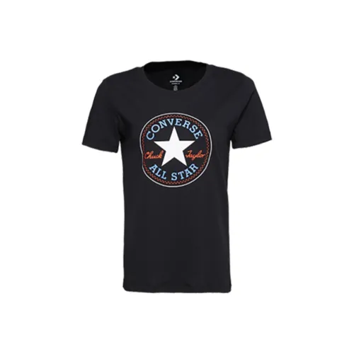 Конверс All Star Рукав с оборванным плечом T-рубашка Женская Черная