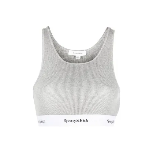 SPORTY RICH Майка Женская Серого цвета