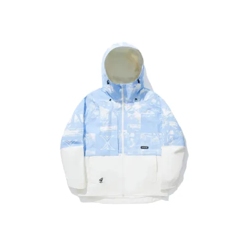 LINING SKI Топ Унисекс Новый Aurora Синий С принтом по всей поверхности Ecru