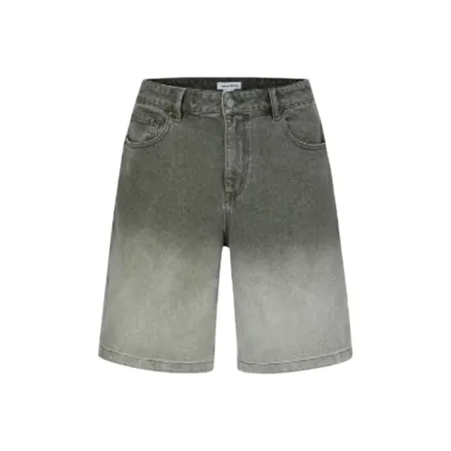 URBAN REVIVO Джинсовые шорты Мужские Серый Зеленый