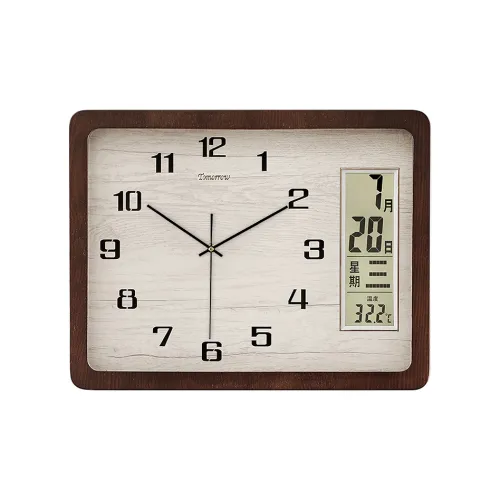 HENSE Кварцевый механизм массивная древесина настенные часы унисекс бежевый циферблат модель HW216