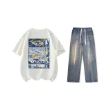 Set (White T-Shirt + Nostalgic Blue Jeans)  
Комплект (Белая футболка + Ностальгические синие джинсы)