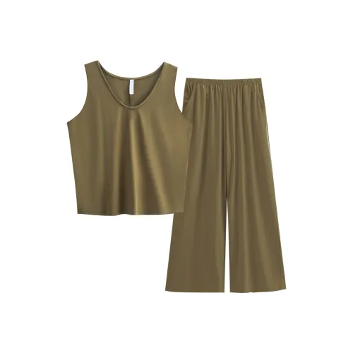 Same Language Пижамный комплект женский оливково-зеленый