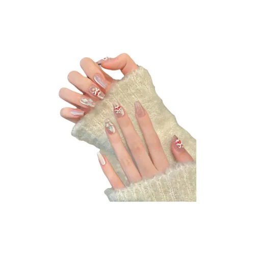 Yun Yue Joe Процветание Лев Relief Персик OF Радость False Nail Короткий LADDER Розовый Однотонный Кошачий глаз 20mm