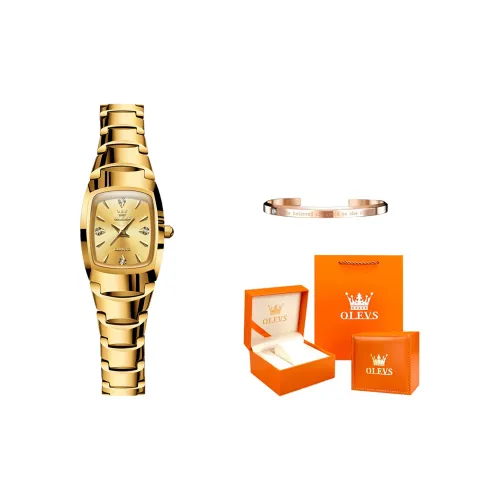OLEVS Кварцевый механизм стальной ремешок из вольфрамовой стали женские часы золотой циферблат