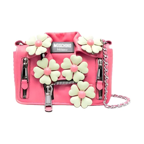 MOSCHINO Телячья кожа Сумка через плечо Сумка на плечо Женская Персиково-розовый и Нефритово-зеленый