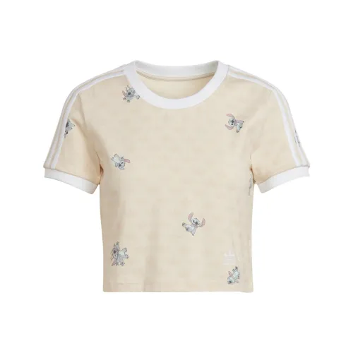 Adidas Originals x Disney Стич T-рубашка Женская Серо-белая