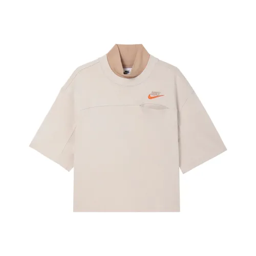 Nike Рукав с оборванным плечом T-рубашка Женская Светлый Сандаловое дерево Умбра