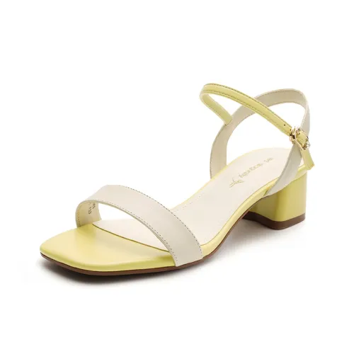 RED DRAGONFLY One Ремешок Сандалии 5CM Женские Неоново-Желтый