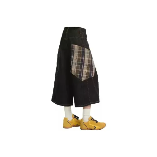 SOIE Джинсовые шорты Унисекс Черный Серый Кофейный Клетка