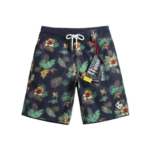 GAILANG Пляжные шорты Мужские Темно-синий Лист Зеленый