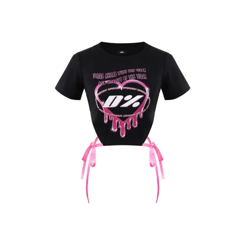 Dpercent T-Shirt Женская Черный Розовый Цветовой блок