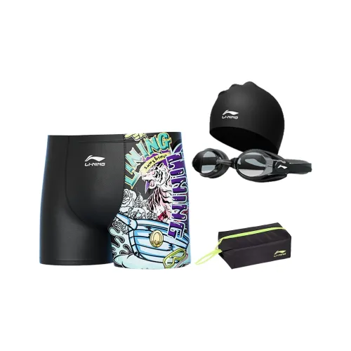 LINING 755 Плавательные шорты + 808 Шапочка для плавания + 508 Очки для плавания + 708 Сумка для плавания Мужские Плавательные шорты