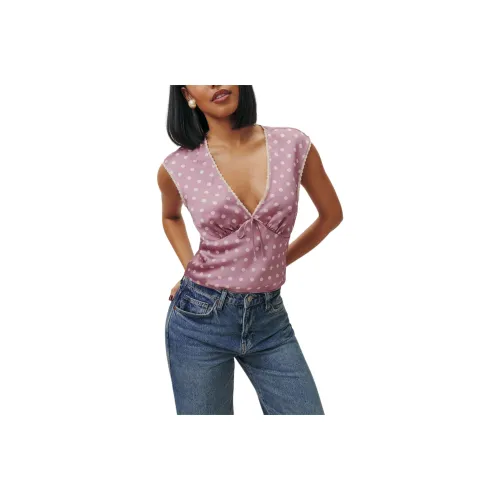 REFORMATION Вишня Шелк Топ Майка Женские Светло-фиолетовый