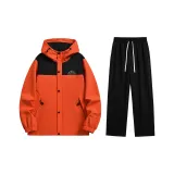 Тонкий комплект (оранжевый красный топ + черные повседневные штаны)