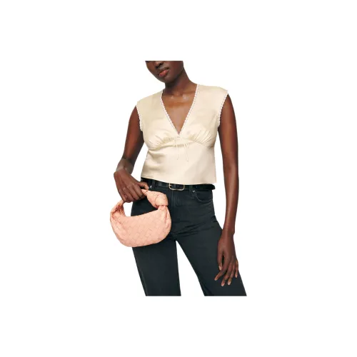 Reformation Вишня Шелк Топ Майка Женские Миндаль