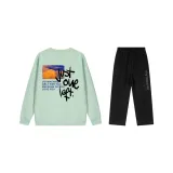 Комплект одежды (Фруктовый зеленый топ + черные штаны)