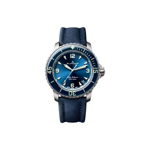 BLANCPAIN FIFTY FATHOMS Автоматический Механический Часы Мужские 42 мм Синий Циферблат Титан Корпус Часов