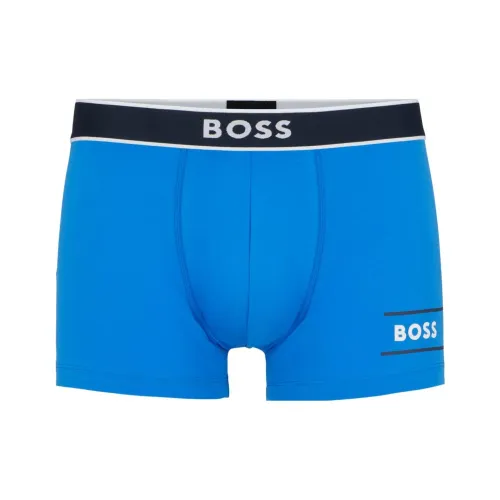 Hugo Boss FW23 Хлопковая Смешанная Ткань Транкс с Полосами и LOGOS Боксеры Мужские Синие