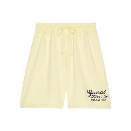 GUCCI Вышитый Хлопок Джерси Шорты Повседневные Шорты Мужские Желтые