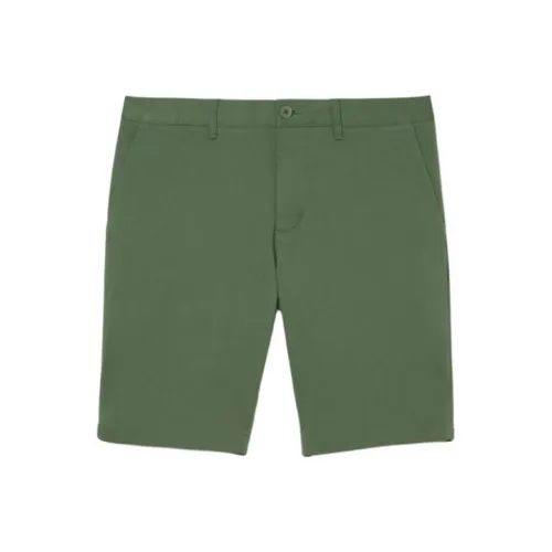Шорты Бермуды Slim Fit из эластичного хлопка повседневные мужские хаки зеленый с логотипом LACOSTE