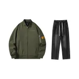 Комплект (Армейский зеленый топ + черные джинсы)