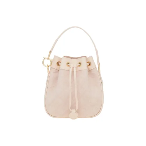 Ferragamo Телячья кожа Ведрообразная сумка Сумка на одно плечо Женская Балетный розовый