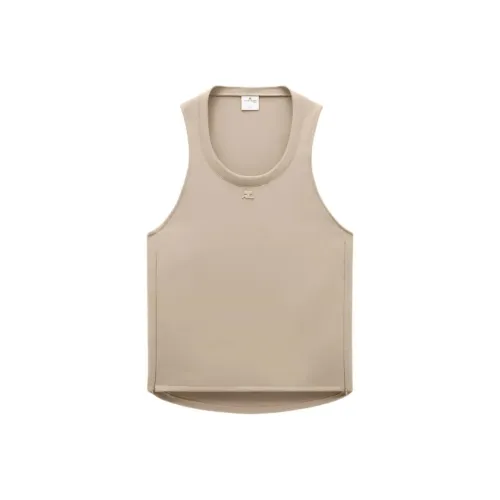 COURREGES SS24 HOLISTIC OVERSIZED Саржа Топ Майка Женские Песочный Песочный