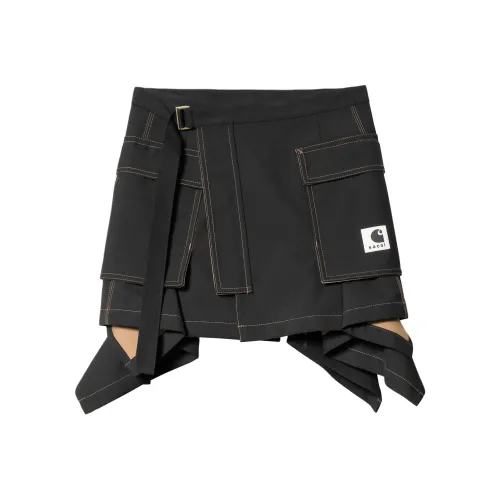 Sacai Carhartt WIP Collaboration Co Branded SS24 Черный Унисекс Джинсовые короткие юбки