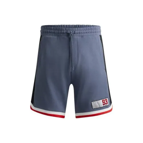Hugo Boss Cotton Terry Шорты с Varsity Style Логотип Повседневные шорты Мужские Синие
