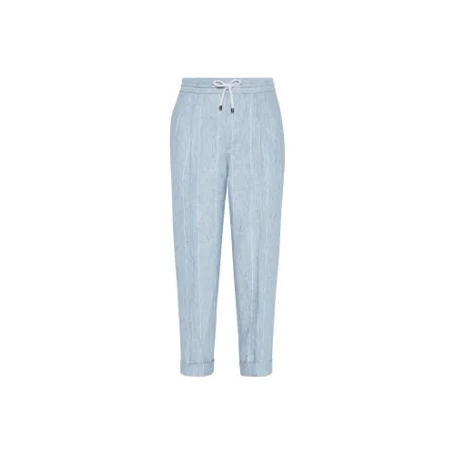 BRUNELLO CUCINELLI SS24 Повседневные брюки Мужские Светло-синие