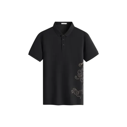 Поло Dance with Wolves Мужское Черное