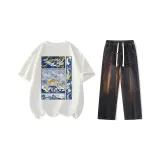 Комплект (Белая футболка + Черные джинсы)