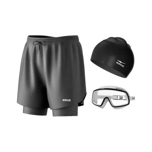 Erke Плавательные шорты Мужские Большой размер Рамка Комплект из трех предметов Черный