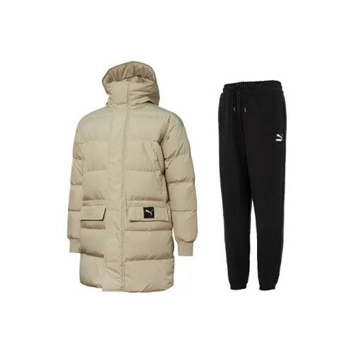 PUMA Хаки Топ + Черные Штаны Мужские Повседневные Спортивные Одежды