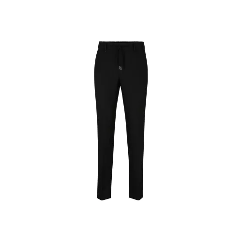 Hugo Boss Slim Fit Брюки из льна с поясом на шнурке повседневные мужские черные