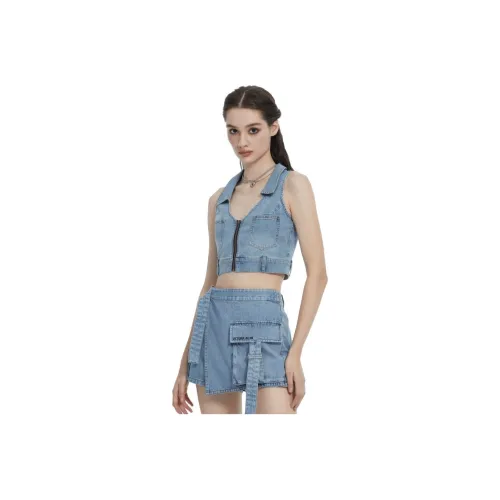 VICTORIA ALLEN Светло-синие Женские Майки