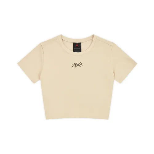 NIKE Экрю Женские Короткие Топы